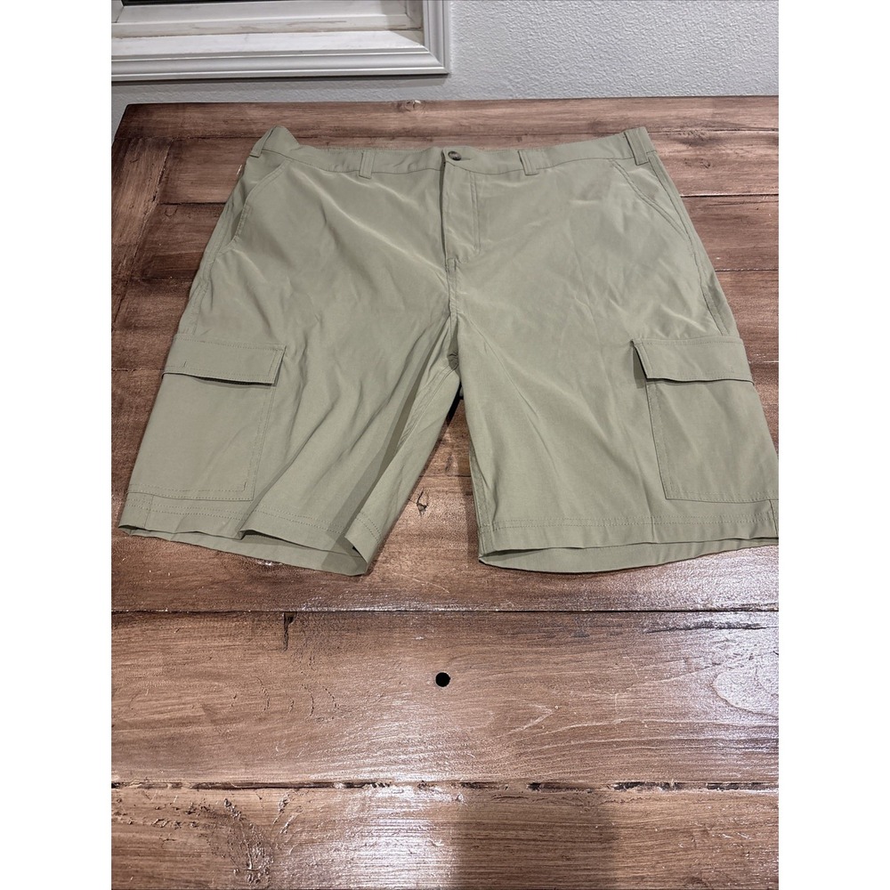 Eddie‎ Bauer Cargo Shorts Mens 42 Beige Tech Shorts Stretch Outdoor Hiking Logo